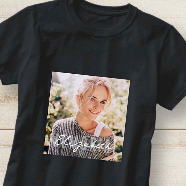 Camiseta Foto Personalizada Simples Elegante Moderna Memori (Criador carregado)