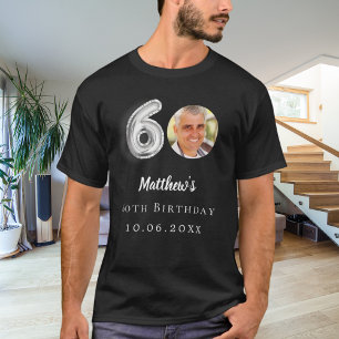 Camiseta Foto preta de prata de 60 anos