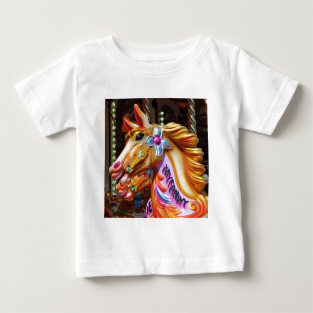Camiseta Foto Quadrada - Cavalos de Feliz-volta (Frente)