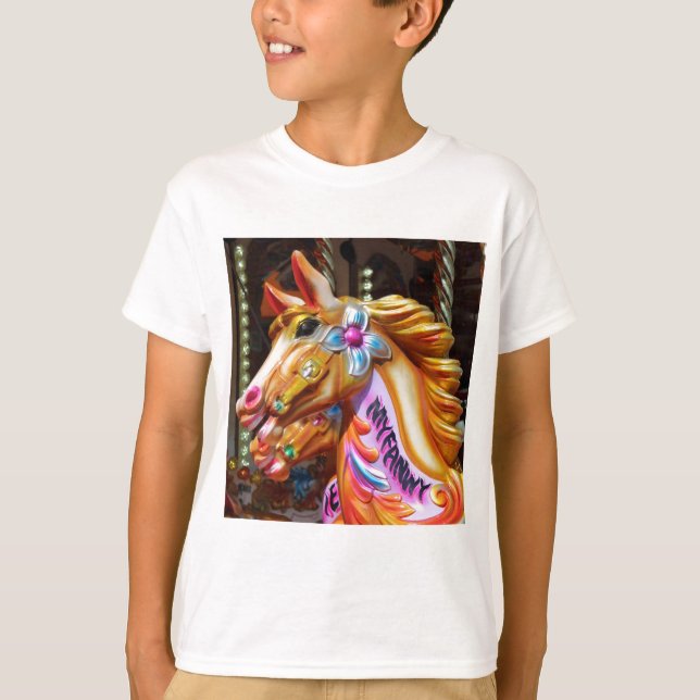 Camiseta Foto Quadrada - Cavalos de Feliz-volta (Frente)