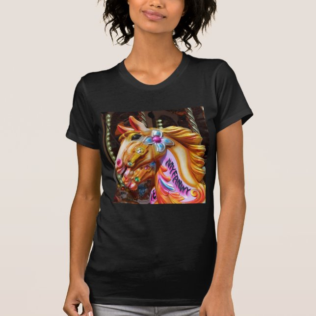Camiseta Foto Quadrada - Cavalos de Feliz-volta (Frente)