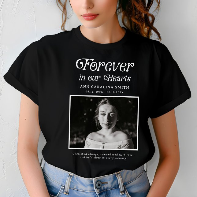 Camiseta Foto Retro Funeral Mínima Para Sempre Em Nossos Co (Criador carregado)