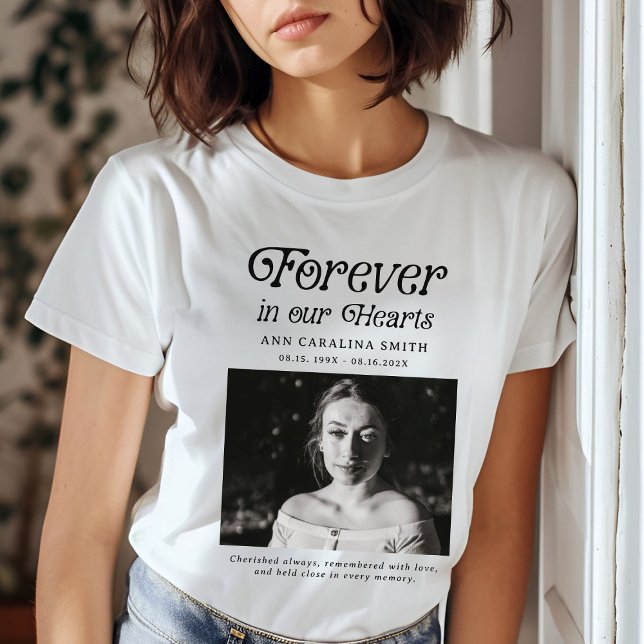 Camiseta Foto Retro Funeral Mínima Para Sempre Em Nossos Co (Criador carregado)