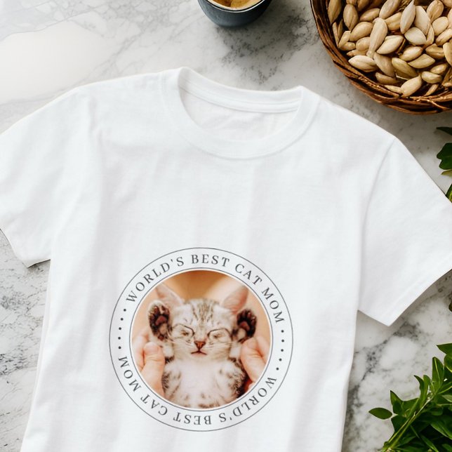 Camiseta Foto Simples Clássica da Melhor Cat Mãe do Mundo (Criador carregado)