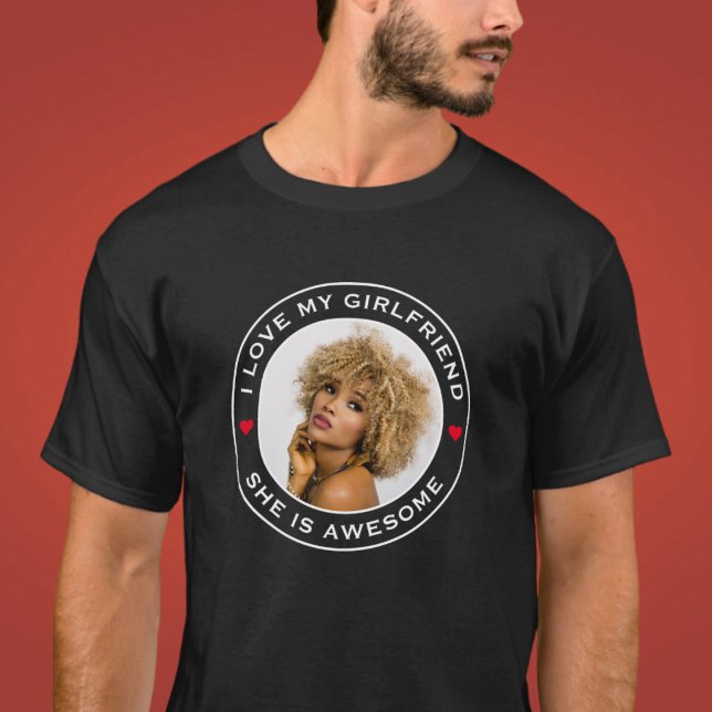 Camiseta Foto Texto Coração Eu Amo Meu Namorada Incrível (Criador carregado)