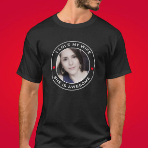 Camiseta Foto Texto Coração Eu Amo Minha Esposa Incrível