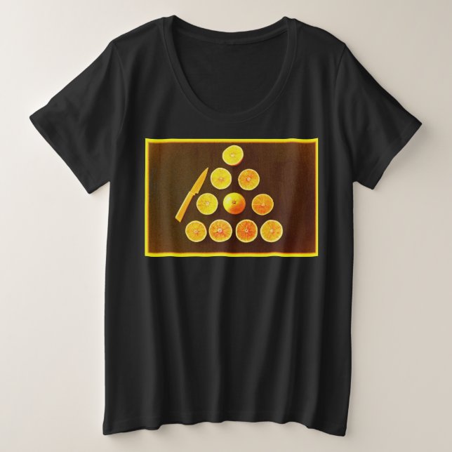 Camiseta Foto "Triângulo de Metade Laranjas". Compre agora (Frente do Design)