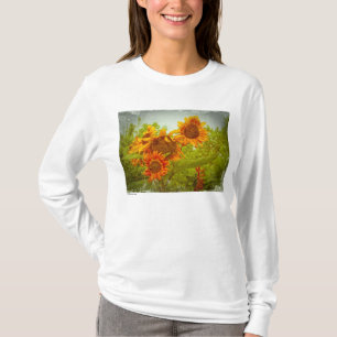 Camiseta Foto vermelha T do girassol