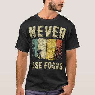 Camiseta Fotografia da câmera com foco no Perder nunca retr