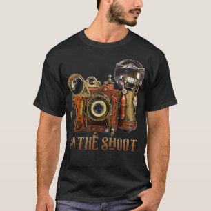 Camiseta Fotografia da Câmera Steampunk Flashbulb Retro Vin
