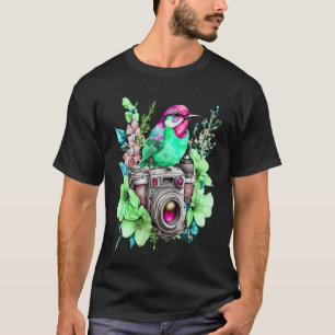 Camiseta Fotografia da Natureza Amor Flores e Pássaros Assi