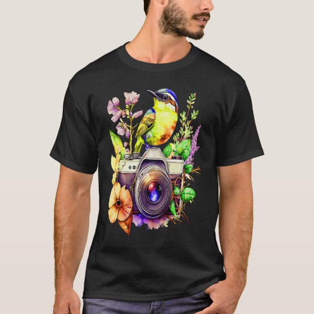 Camiseta Fotografia da Natureza Amor Flores e Pássaros Assi (Frente)