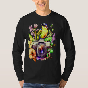 Camiseta Fotografia da Natureza Amor Flores e Pássaros Assi