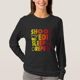 Camiseta Fotografia Disparar Editar Dormir Repetir