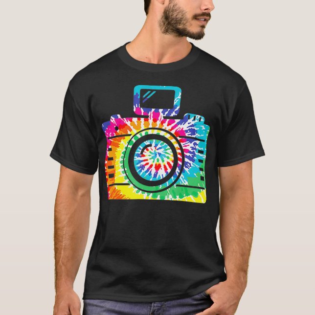 Camiseta Fotografia Diversão Hippie Rainbow Retro Camera Ti (Frente)