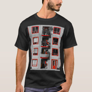 Camiseta Fotografia do edifício Red Facade Zuidoost Balcony