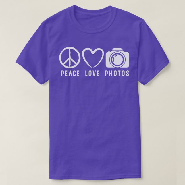 Camiseta Fotografia do Lover Gift Peace Love Câmera (Frente do Design)