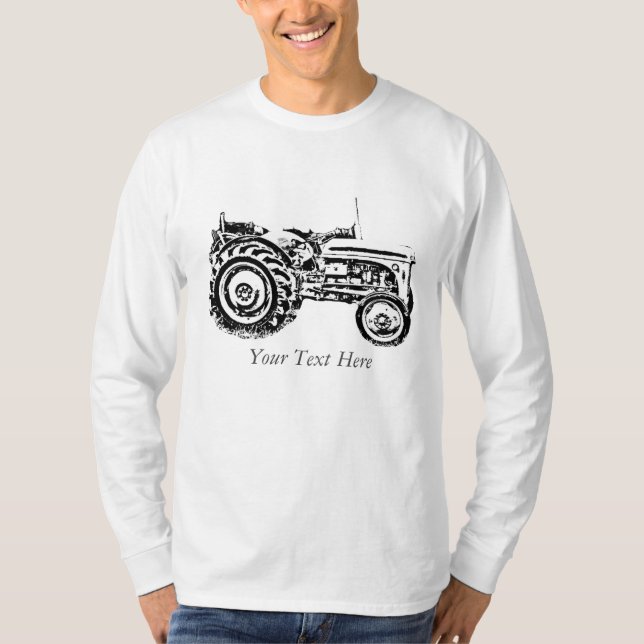 Camiseta fotografia do trator de massey fergison da cinza v (Frente)