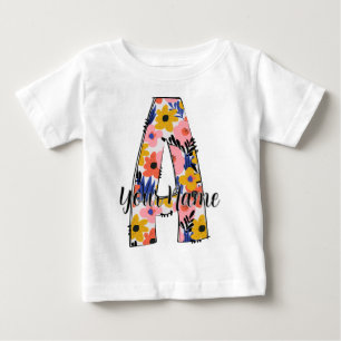 Camiseta Fotografia editável Letras alfabéticas A personali
