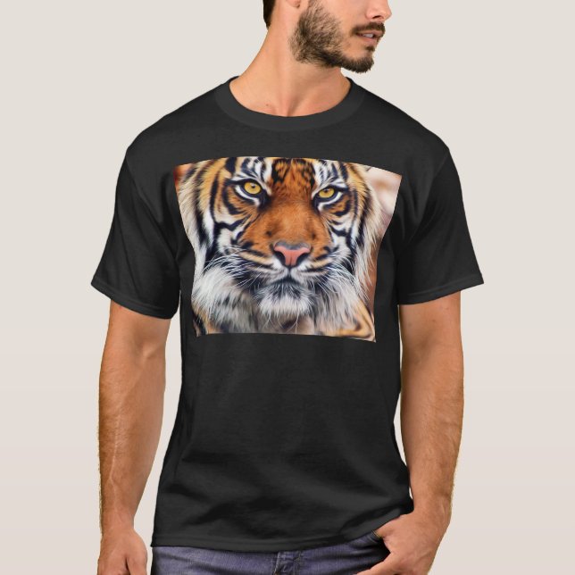 Camiseta Fotografia masculina da pintura do tigre Siberian (Frente)