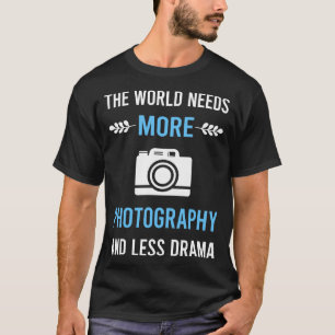 Camiseta Fotografia Menos Drama Fotógrafo Câmera