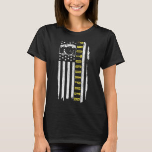 Camiseta Fotografia Patriótica, EUA Flag Vintage Camera