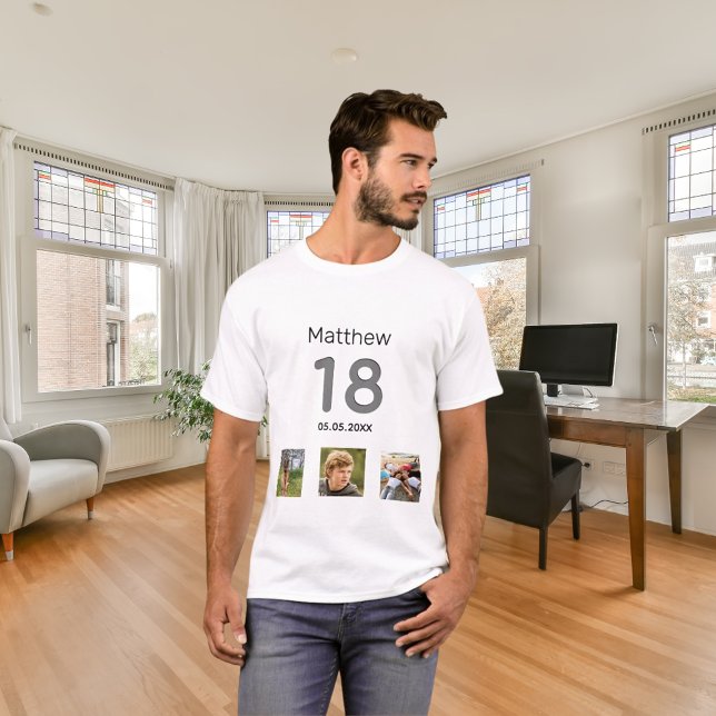 Camiseta Fotografia personalizada de 18 anos, garoto monogr (Criador carregado)