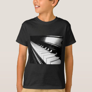 Camiseta Fotografia preta & branca elegante do piano