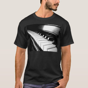 Camiseta Fotografia preta & branca elegante do piano