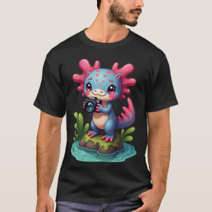 Camiseta Fotógrafo Axolote Fofo Kawaii Câmera Natureza Adv