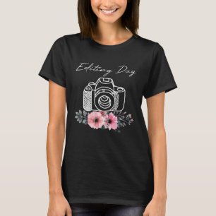 Camiseta Fotógrafo Câmera Edição Dia Foto Flor Fotografia