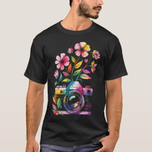 Camiseta Fotógrafo Câmera Fotografia Arte Com Wa Floral