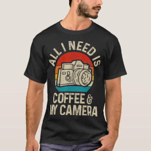 Camiseta Fotógrafo Dando Café Camera Engraçado Vintage Pho