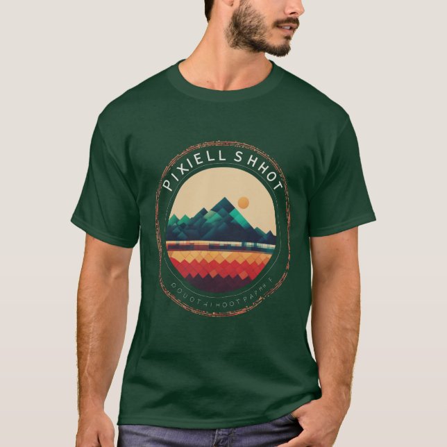 Camiseta Fotógrafo mínimo de pixelshot redondo, (Frente)