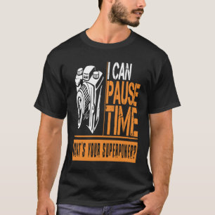 Camiseta Fotógrafo Pausar Tempo Hobby Engraçado