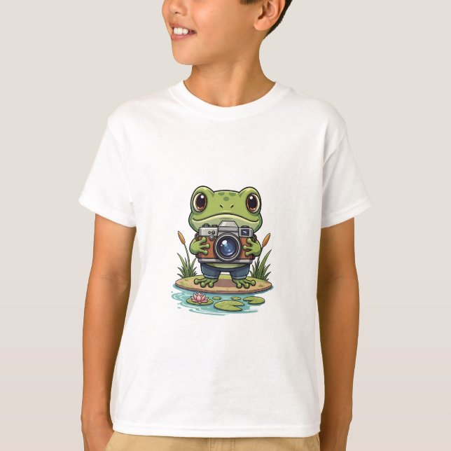 Camiseta Fotógrafo Sapo com Crianças e Câmera (Frente)
