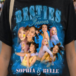 Camiseta Fotos das Melhores Amigas Fofas Retro Y2K Azul Ano
