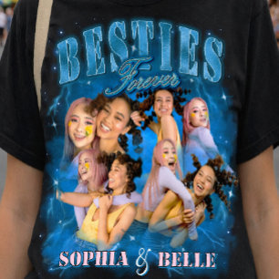 Camiseta Fotos das Melhores Amigas Fofas Retro Y2K Azul Ano