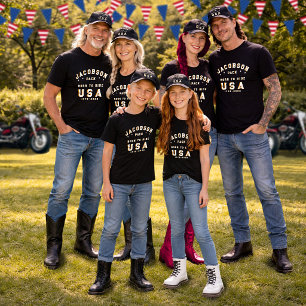 Camiseta Fotos de Família do Dia 4 de Julho Personalizadas 