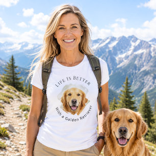 Camiseta Fotos de Golden Retriever A Vida é Melhor mulheres