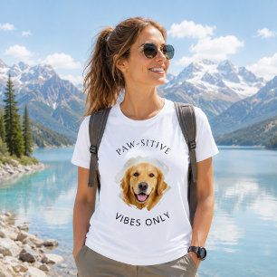 Camiseta Fotos de Golden Retriever Vibrações Positivas - Pr