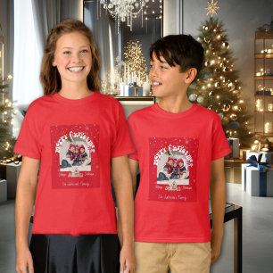 Camiseta Fotos Modernas de Natal com Grafite Curvo Vermelho