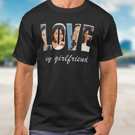 Camiseta Fotos Personalizadas Amo Minha Namorada Modelo Rom