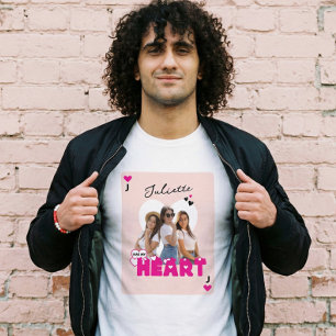 Camiseta Fotos Personalizadas da Namorada com Nome Coração