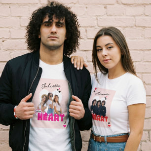 Camiseta Fotos Personalizadas da Namorada com Nome Coração 