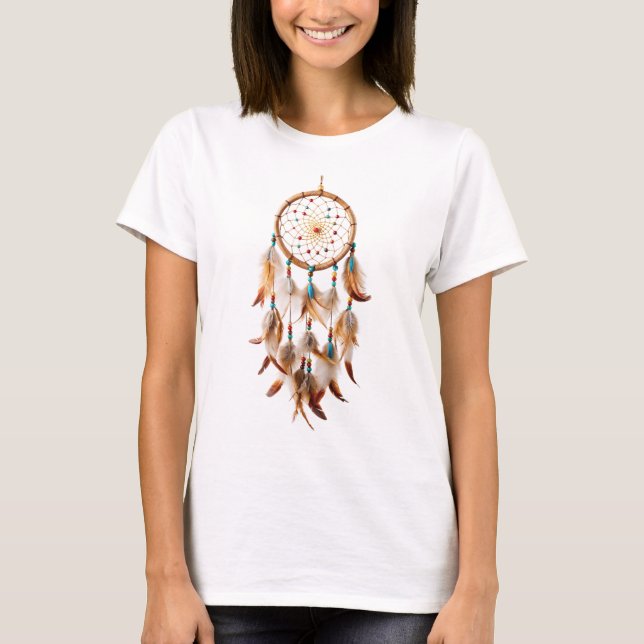 Camiseta Fotos tribais do Native American Boho Dreamcatcher (Frente)