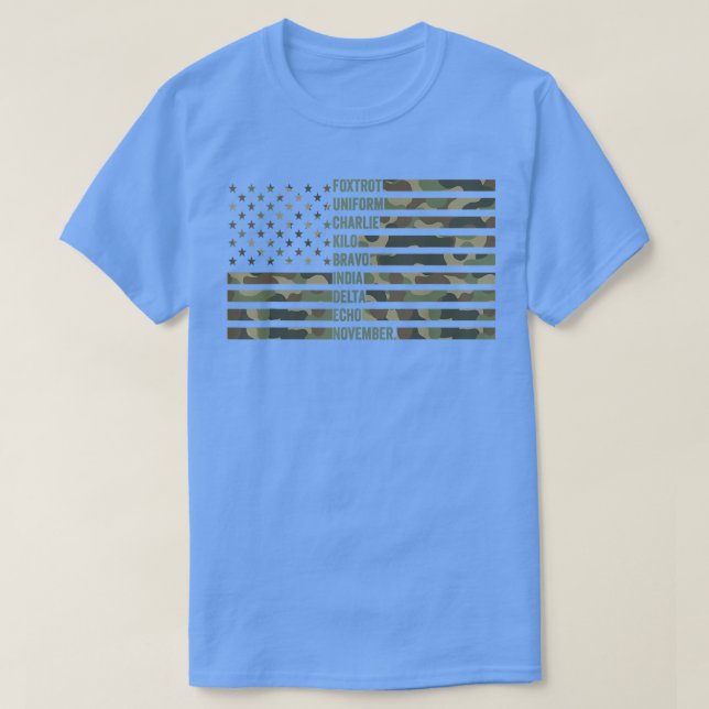 Camiseta Fotrot Uniform Charlie Kilo Bravo India Delta Echo (Frente do Design)