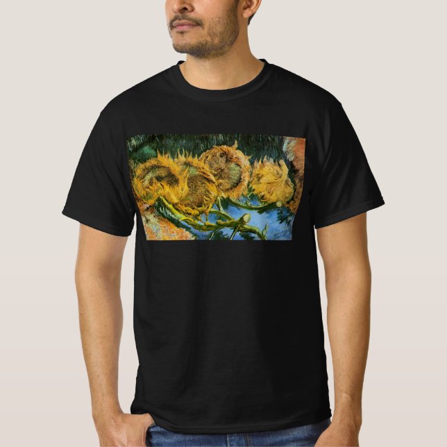 Camiseta Four Cut Sunflower por Vincent van Gogh (Frente)