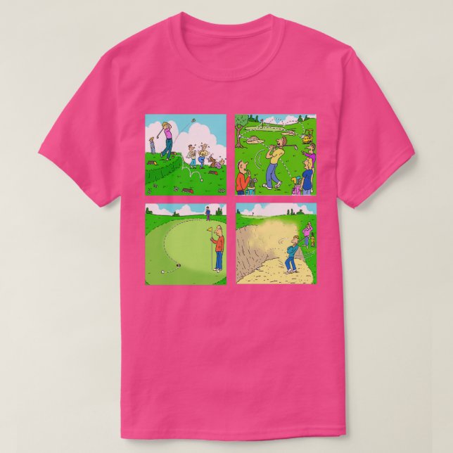 Camiseta Four Fun Golf Illustration Scenes (Frente do Design)