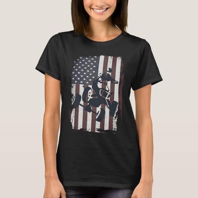 Camiseta Four Wheeler ATV Quad Racing Rider USA American Fl (Frente)